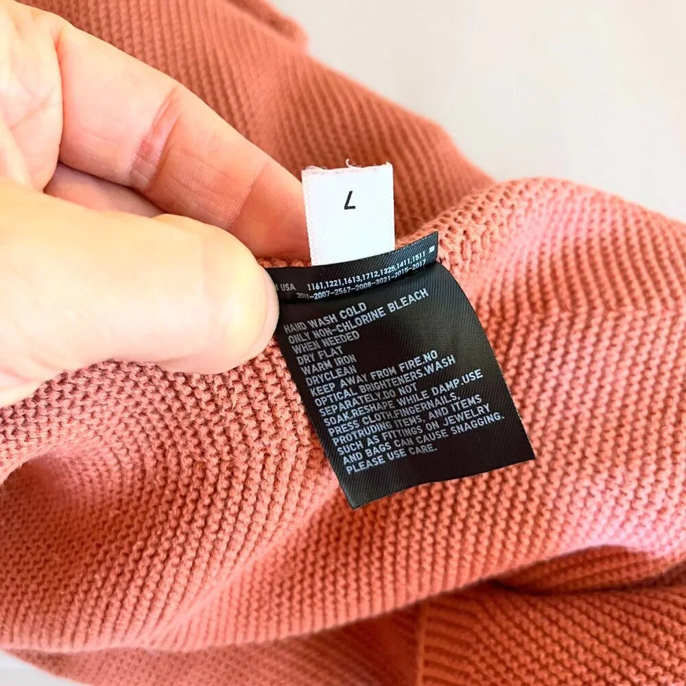 Uniqlo Size M 3D Knit Cotton Cocoon Sweater V-Neck Orange-Pink - Picture 12 of 12